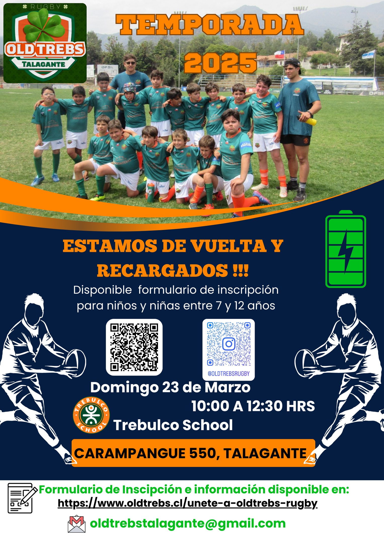 Imagen de Inicio de la Temporada 2025 de la Escuela de Rugby OldTrebs de Talagante